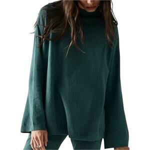 Free People Beach Around Town Sweater Trumpet Sleeve Mock Oversized Jaded M